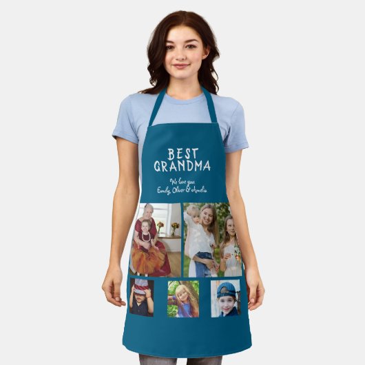 Beste Oma 5 Foto Collage Keepake Schürze (Getragen)