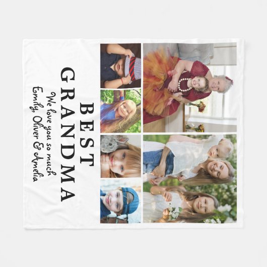 Beste Oma 6 Foto Collage Keepake Fleecedecke (Vorderseite (Horizontal))