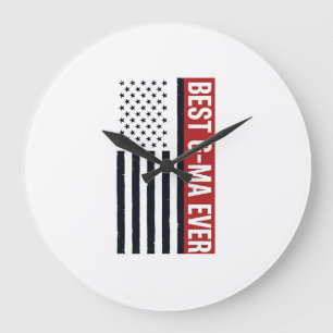 Beste Oma Aller Patrioten Flagge Vektor Design_1 Große Wanduhr