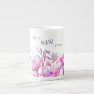 Beste Oma Aller Pinke und Lila Blumen Porzellantasse