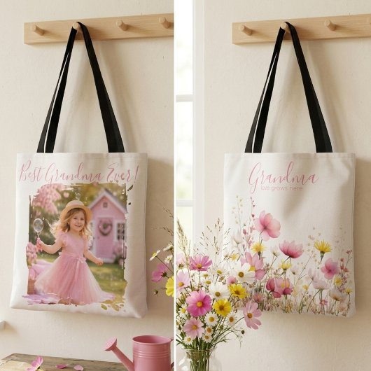 Beste Oma Aller Zeiten Foto Pinke Wildblume Tasche