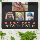 Beste Oma-Blume 4 Foto Collage Keepake Geschirrtuch (Gefaltet)