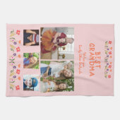 Beste Oma-Blume 5 Foto Collage Keepake Geschirrtuch (Horizontal)