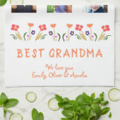 Beste Oma-Blume 5 Foto Collage Keepake Geschirrtuch (Gefaltet)