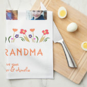 Beste Oma-Blume 5 Foto Collage Keepake Geschirrtuch (Viertel Falte)