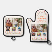 Beste Oma-Blume 5 Foto Collage Keepake Ofenhandschuh & Topflappen-Set (Vorderseite)