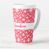 Beste Oma Cross Stitch Look Red White Floral Milchtasse (Rechte Ecke)