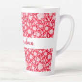 Beste Oma Cross Stitch Look Red White Floral Milchtasse (Rechts)