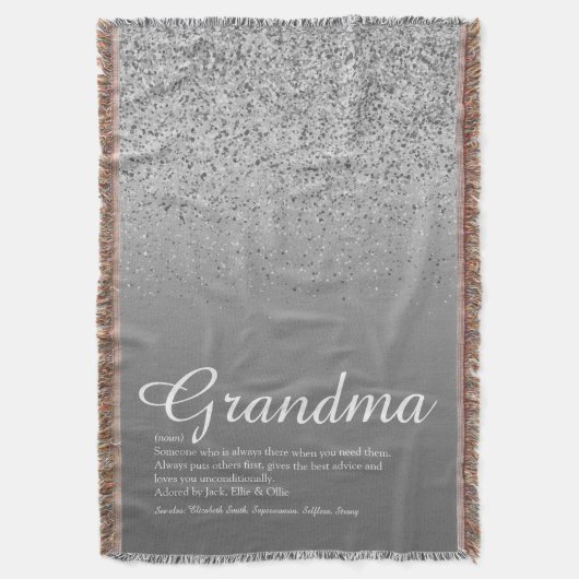 Beste Oma Definition Silber Glitter Decke (Vorderseite Vertikal)