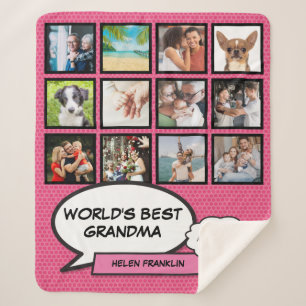 Beste Oma der Welt 12 Foto-Spaß-Comic Rosa Sherpadecke