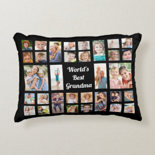 Beste Oma der Welt 32 Familienfoto-Collage Schwarz Dekokissen