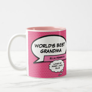 Beste Oma der Welt Cool Lustiger Comic Buch Rosa Zweifarbige Tasse