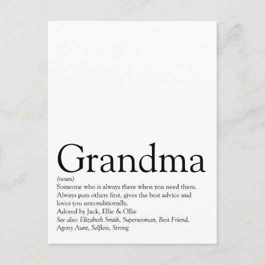 Beste Oma der Welt, Großmutter Definition Postkarte (Vorderseite)