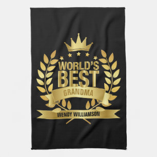 Beste Oma der Welt Großmutter Gold Schwarz Geschirrtuch