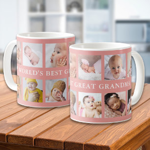 Beste Oma der Welt Rosa 12 Foto-Collage Kaffeetasse