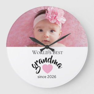 Beste Oma der Welt seit Jahr Foto Cute Große Wanduhr