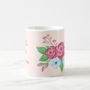 "Beste Oma der Welt" Wasserfarben-Blumenstrauß Kaffeetasse