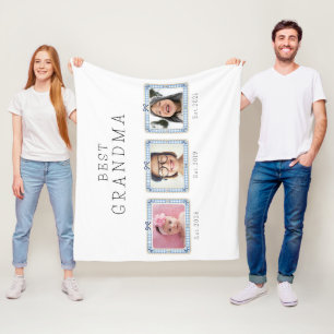 Beste Oma Est Benutzerdefiniertes Datum 3 Foto Cut Fleecedecke