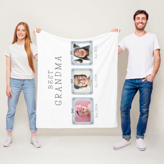 Beste Oma Est Benutzerdefiniertes Datum 3 Foto Cut Fleecedecke (Beispiel)
