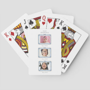 Beste Oma Est Benutzerdefiniertes Datum 3 Foto Cut Spielkarten