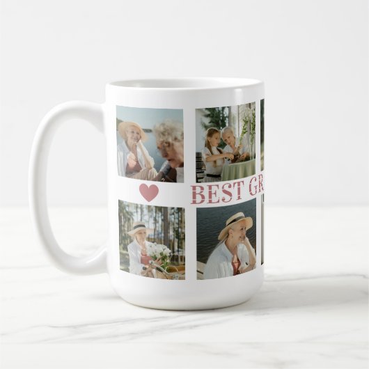 Beste Oma ever Foto Collage – Geschenk mit Herzen Kaffeetasse (Links)