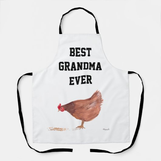 Beste Oma Ever Huhn Aquarell Schürze (Vorderseite)