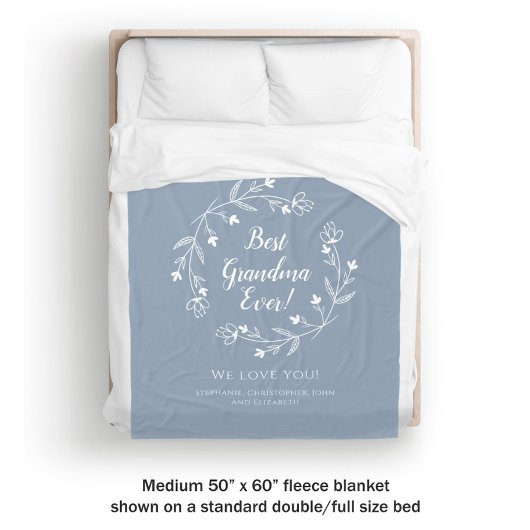 Beste Oma Familie Keepake Grandkids Dusty Blue Fleecedecke