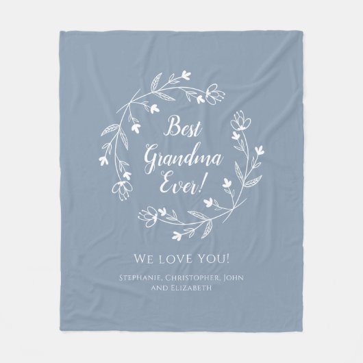 Beste Oma Familie Keepake Grandkids Dusty Blue Fleecedecke (Vorderseite)