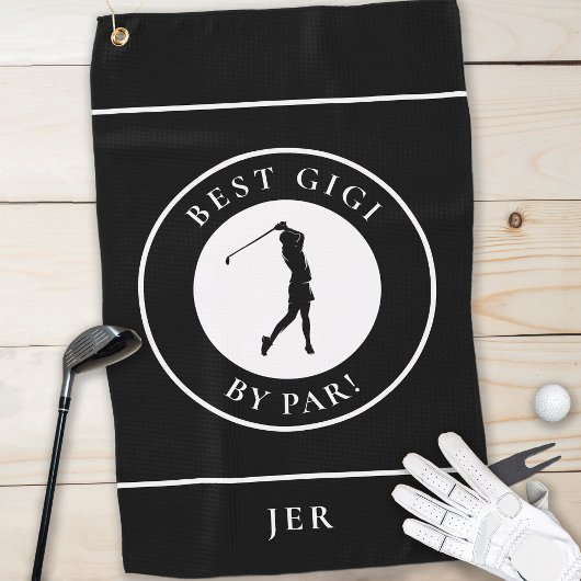 Beste Oma Gigi Golfer Monogram Sports Pro Black Golfhandtuch