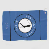 Beste Oma Golfer Mit Monogramm Sports Pro Blue Golfhandtuch (Horizontal)