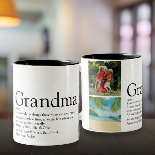 Beste Oma, Granny Definition 4 FotoCollage Zweifarbige Tasse