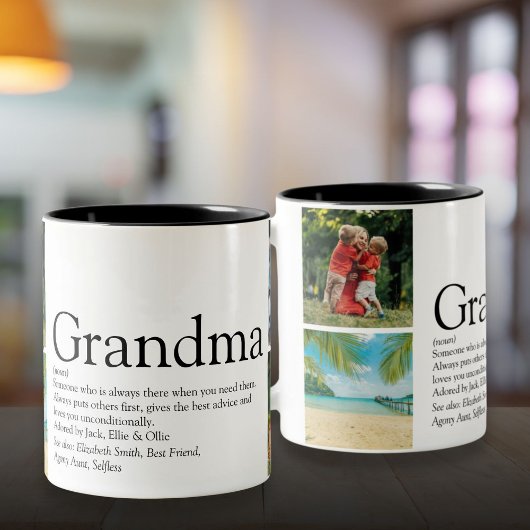 Beste Oma, Granny Definition 4 FotoCollage Zweifarbige Tasse