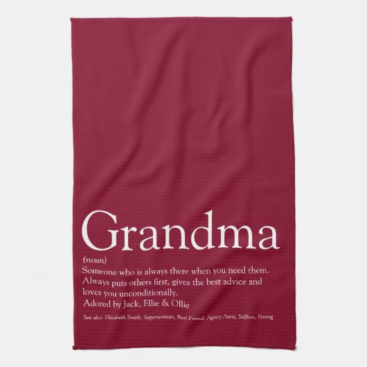 Beste Oma Großmutter Definition Burgund Geschirrtuch (Vertikal)