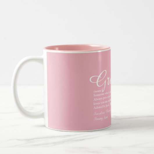 Beste Oma Großmutter Definition Rosa Zweifarbige Tasse (Links)