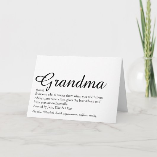 Beste Oma Großmutter Definition Script Karte (Vorderseite)