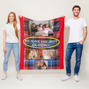 Beste Oma im Karo für Familienfotos mit rotem Rand Fleecedecke