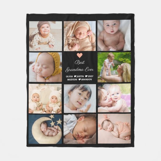 Beste Oma je 11-Foto Collage Fleecedecke (Vorderseite)