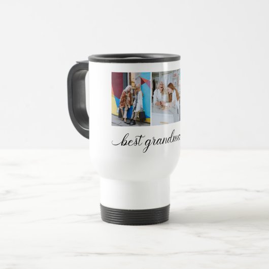 Beste Oma je 3 FotoCollage Reisebecher (Vorderseite Links)