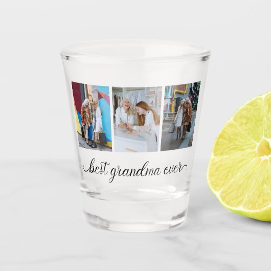 Beste Oma je 3 FotoCollage Schnapsglas (Vorderseite)