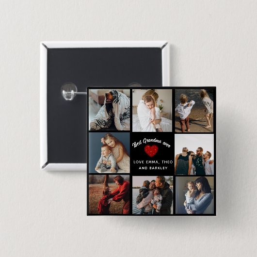 Beste Oma je 4 Foto Collage Spaß Keepake Button (Vorne & Hinten)