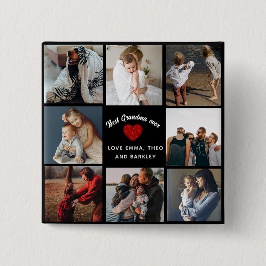 Beste Oma je 4 Foto Collage Spaß Keepake Button (Vorderseite)