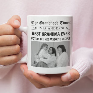 Beste Oma je Custom Foto Newspaper Headline Kaffeetasse