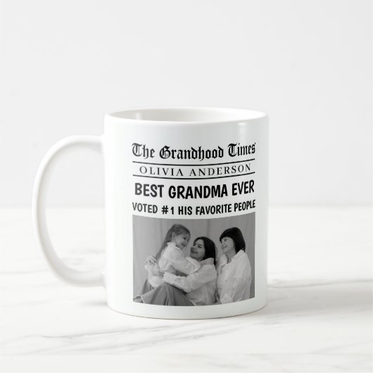 Beste Oma je Custom Foto Newspaper Headline Kaffeetasse (Links)