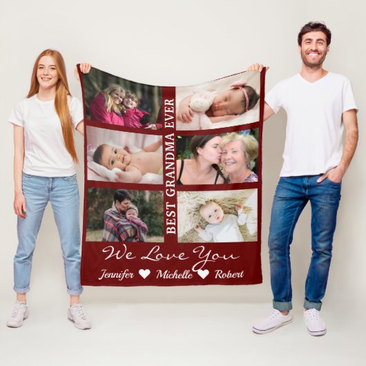 Beste Oma je Custom Fotos Großkinder Name Fleecedecke (Beispiel)