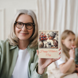 Beste Oma je Elegante Bouquet niedlicher Hund Karte