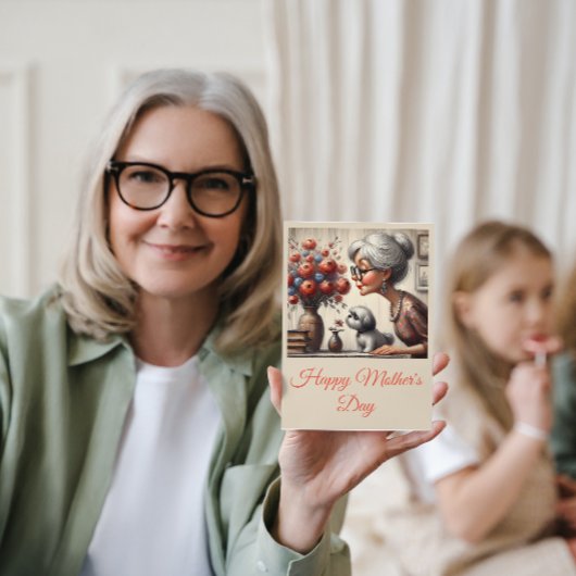 Beste Oma je Elegante Bouquet niedlicher Hund Karte