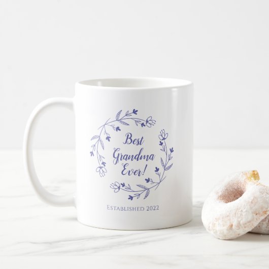 Beste Oma je Familie Blumengarten Jahr Blau Kaffeetasse (Mit Donut)