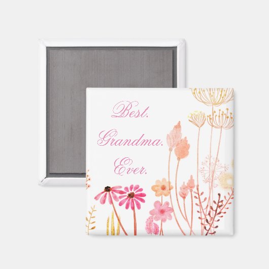 Beste Oma je Floral Magnet (Vorderseite/Rückseite)