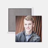 Beste Oma je Foto Typografie Magnet (Vorderseite/Rückseite)