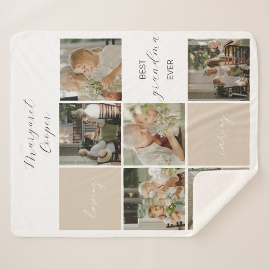 Beste Oma je | FotoCollage | Mocha Sherpadecke (Vorderseite (Horizontal))